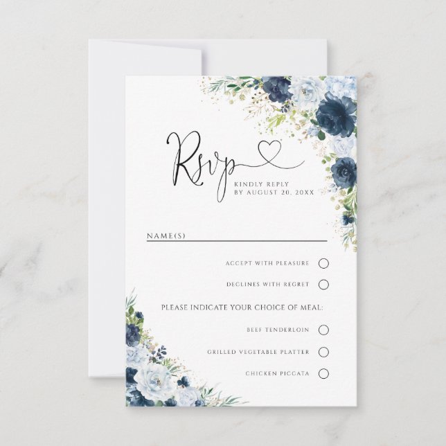 Réponse de mariage floral bleu marine avec choix d (Devant)