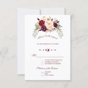 Réponse de mariage floral bordeaux élégant Marsala