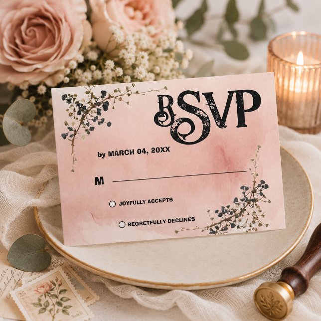 Réponse de mariage floral botanique rose poussiére (Créateur téléchargé)