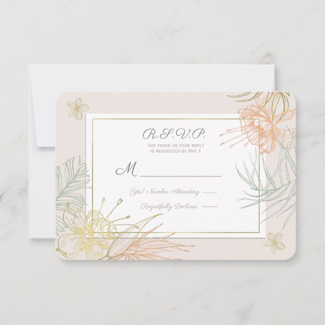 Réponse de mariage floral botanique tropical éléga (Devant)