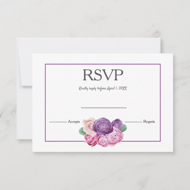 Réponse de mariage floral de roses ultra violet et (Devant)