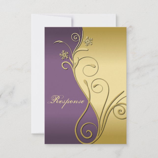 Réponse de Mariage Floral d'or violet classique RS (Devant)