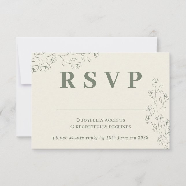 Réponse de mariage floral minuscule beige ivoire s (Devant)