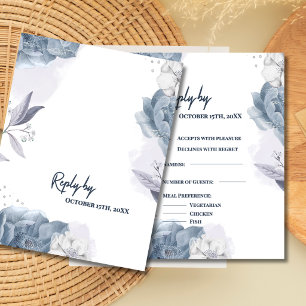 Réponse de mariage floral romantique bleu poussiér