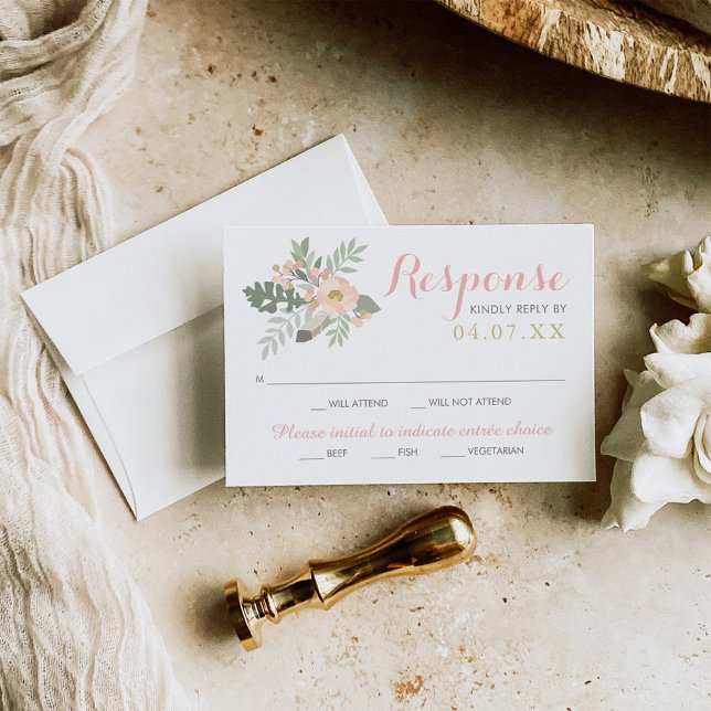 Réponse de mariage floral rose avec choix de repas (Créateur téléchargé)