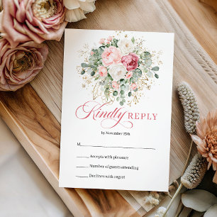 Réponse de mariage florale bohème sophistiquée ros