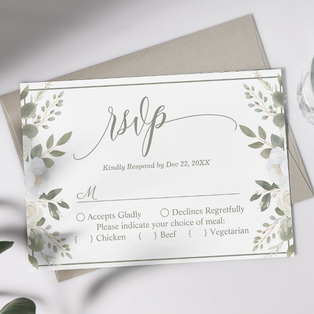 Réponse de mariage florale en écriture Ivory et Sa (Créateur téléchargé)