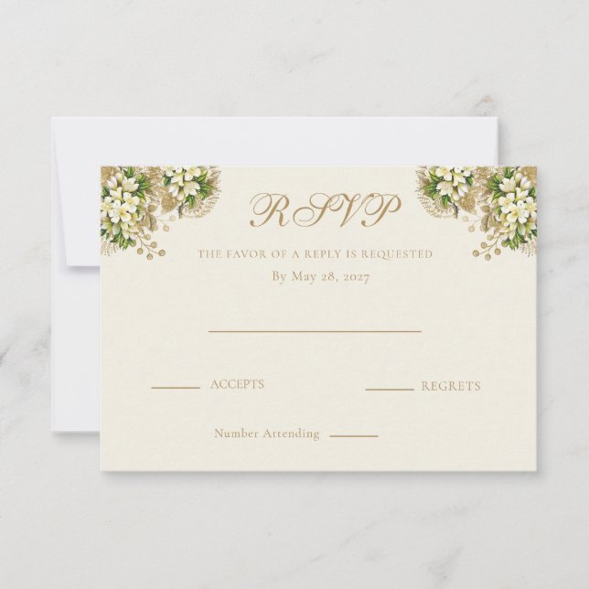 Réponse de mariage florale ivoire et or antique  (Devant)