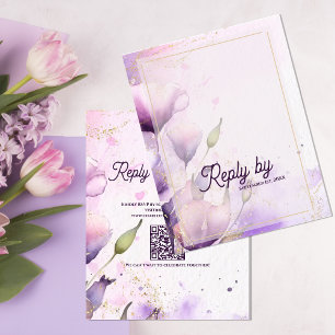 Réponse de mariage florale lavande or romantique p