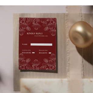 Réponse de mariage florale minimaliste rouge et bl