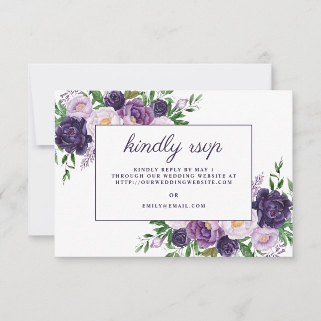 Réponse de mariage florale violet élégant de prune (Devant)