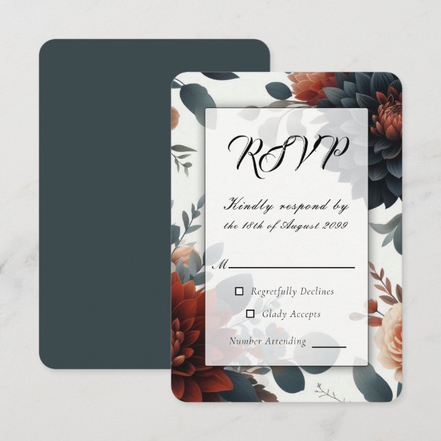 Réponse de mariage Florales de l'automne rustique  (Devant / Derrière)
