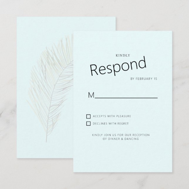 Réponse de mariage Ice Blue Muted Tropical Palm (Devant / Derrière)