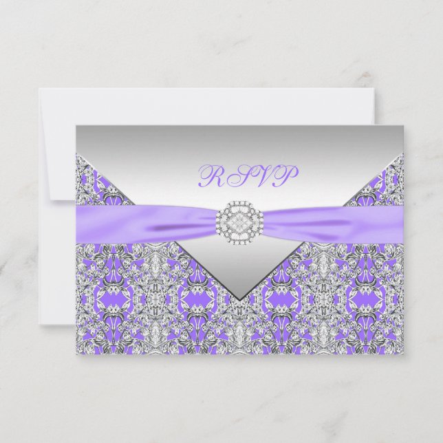 Réponse de mariage Lavande Violet Dentelle Diamant (Devant)