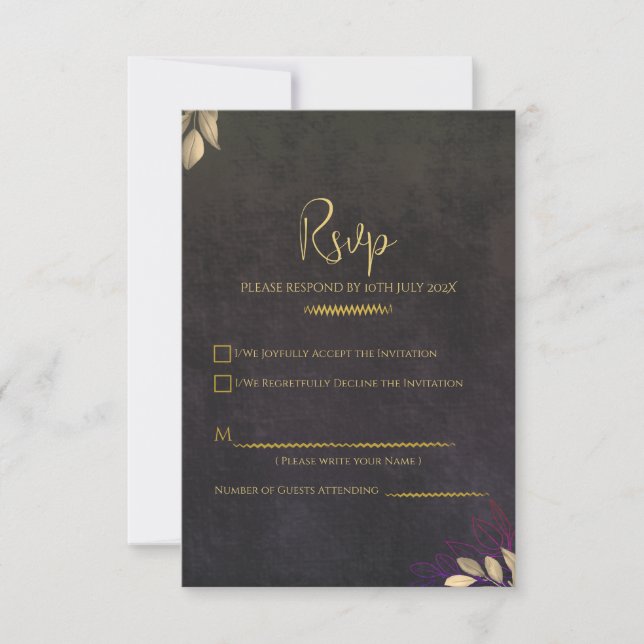 Réponse de mariage Luxe Or en velours noir de char (Devant)