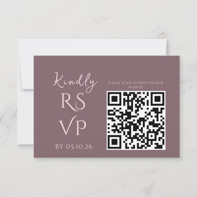 Réponse de mariage Minimal Chic prune et rose (Devant)