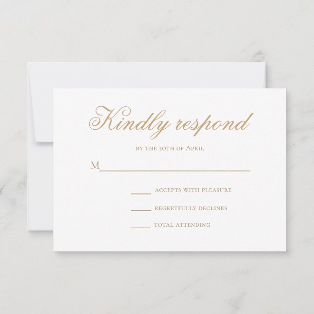 Réponse de Mariage Minimaliste Classique Élégante  (Dos)
