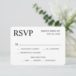 Réponse de mariage minimaliste noir et blanc