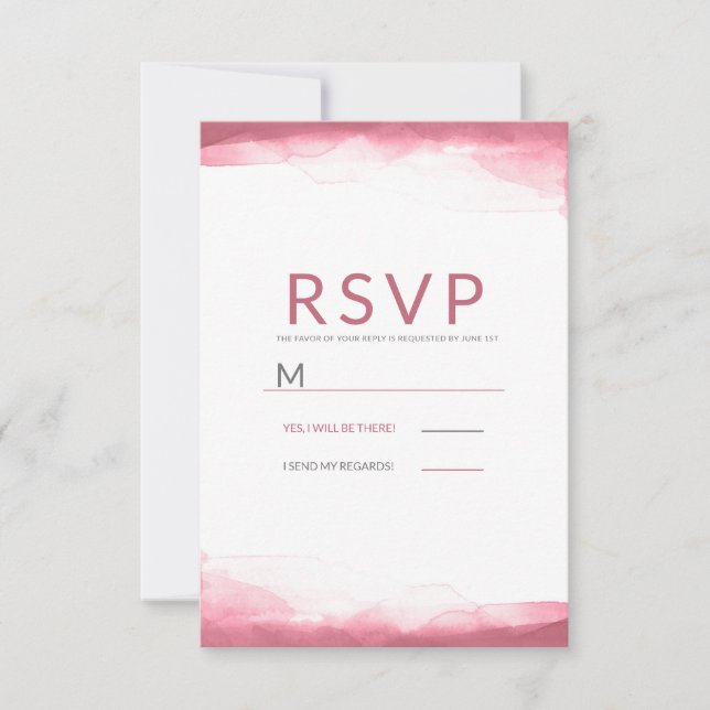 Réponse de Mariage Moderne Aquarelle Rose Mauve Cl (Devant)