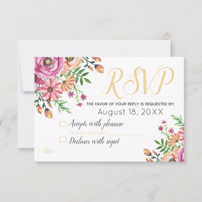 Réponse de mariage moderne florale pêche (Devant)
