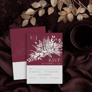 Réponse de mariage monogramme botanique Bourgogne