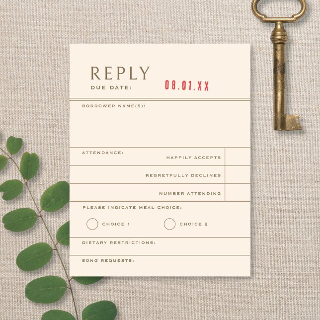 Réponse de mariage neutre de livre de bibliothèque (Créateur téléchargé)