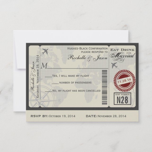 Réponse de mariage par billet de compagnie aérienn (Devant)