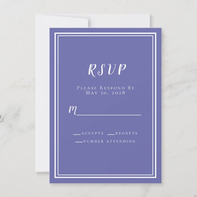 Réponse de mariage Periwinkle Bue Chic Moderne Min (Devant)