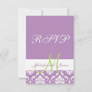 Réponse de mariage photo à monogramme en damas vio