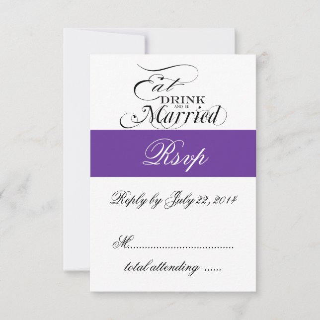 Réponse de mariage Purple Eat, Drink, Be Married (Devant)