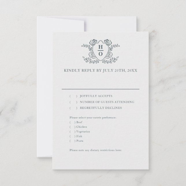 Réponse de mariage Régence au blason vintage (Devant)