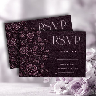 Réponse de mariage Rose Faux Gaufrage Plum foncé