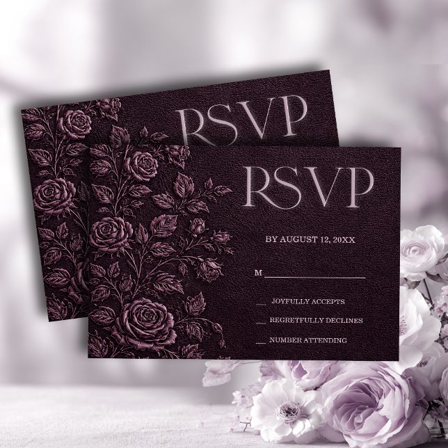 Réponse de mariage Rose Faux Relief Cerise Foncé (Créateur téléchargé)