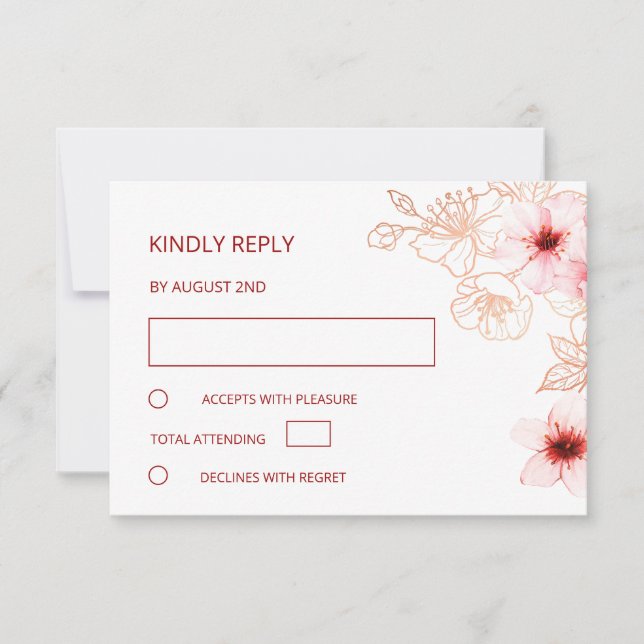 Réponse de mariage Rose Gold Florale (Devant)