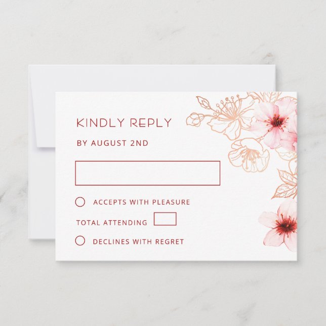 Réponse de mariage Rose Gold Florale (Devant)