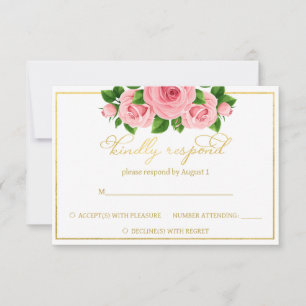 Réponse de mariage roses roses or blanc
