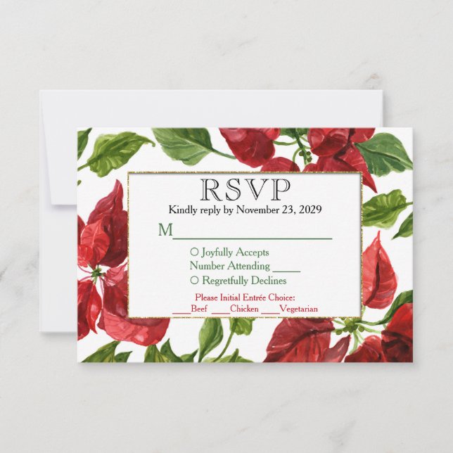 Réponse de mariage RSVP Poinsettia Holiday avec re (Devant)