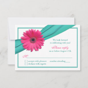 Réponse de Mariage Ruban Turquoise Gerbera Daisy R