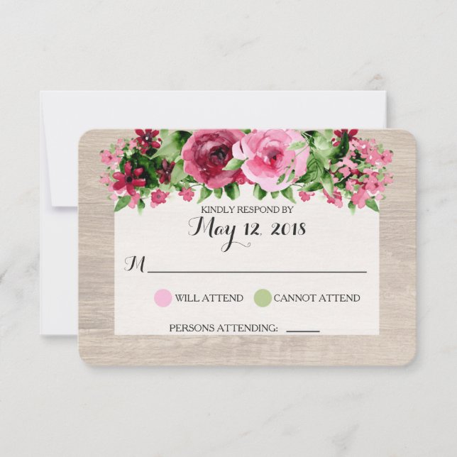 Réponse de mariage rustique avec des roses vintage (Devant)