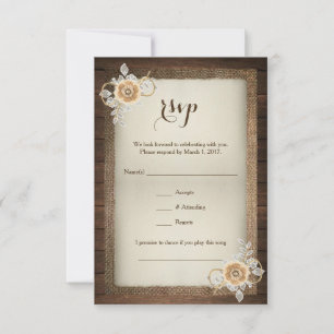 Réponse de mariage Rustique Bois Toile de jute & D