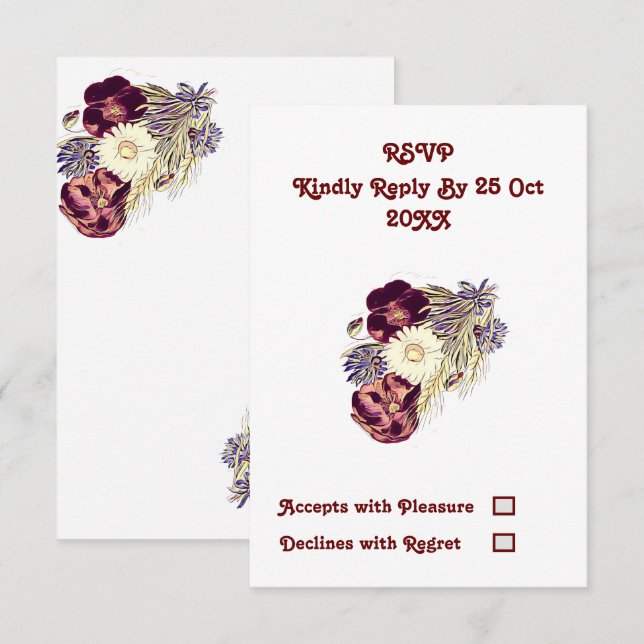 Réponse de mariage rustique florale de mûre élégan (Devant / Derrière)