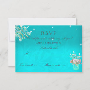 Réponse de mariage Teal Floral Bocal en verre Rose