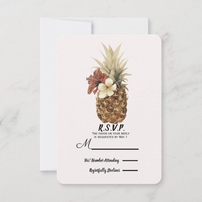 Réponse de mariage Vintage Tropicale Ananas Hibisc (Devant)
