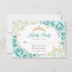 Réponse de Quinceanera en or turquoise
