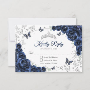 Réponse de Quinceanera Fleurs Argent Navy
