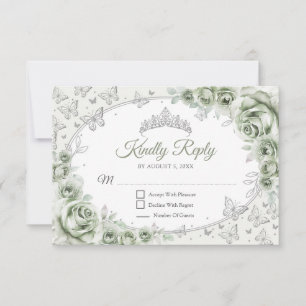 Réponse de Quinceanera Vert Sauge Argent