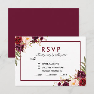 Réponse de repas de mariage floral Bourgogne BG