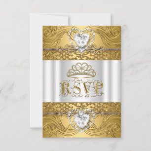 Réponse de réponse RSVP Blanc Or Quinceanera