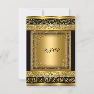 Réponse de réponse RSVP métallisé or noir diamant