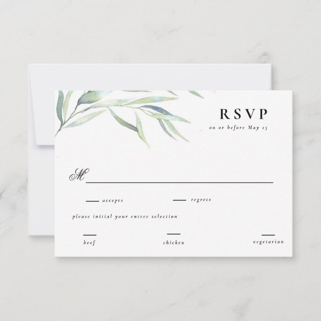Réponse de RSVP de mariage à la verdure luxuriante (Devant)